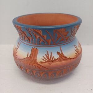 Navajo Native American Made Red Earth Pottery Mesa Verde Terracotta Art Vase